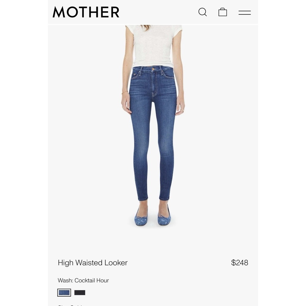 MOTHER High Waisted Looker Cocktail Hour Skinny Jeans Sample Style 1221 Sz 28